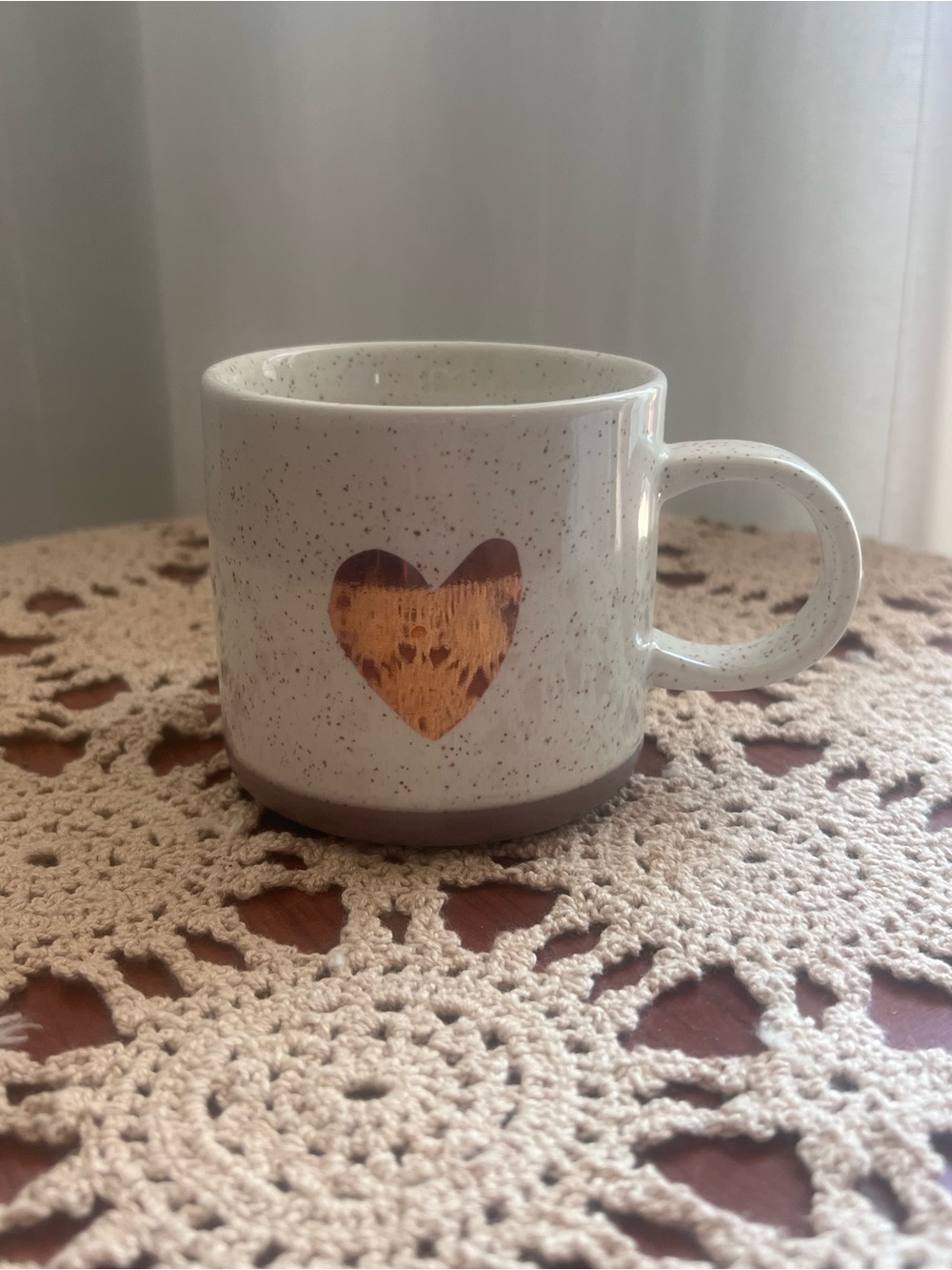 Starbucks 2017 Heart of Gold Mug 12 oz Speckled Rose Gold Coffee Cup